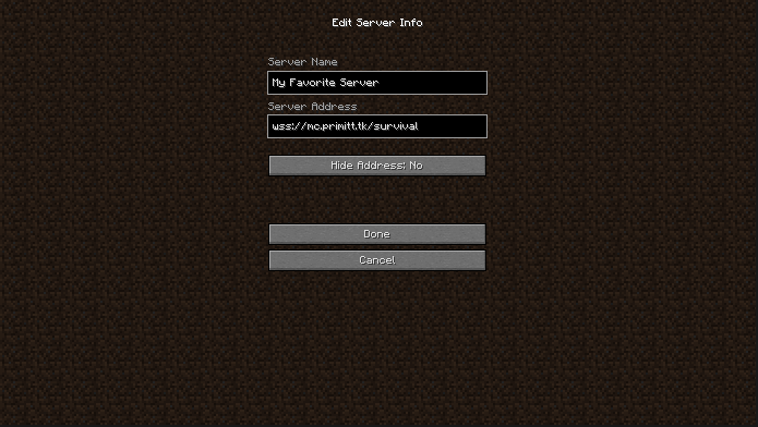 wss minecraft server ip list